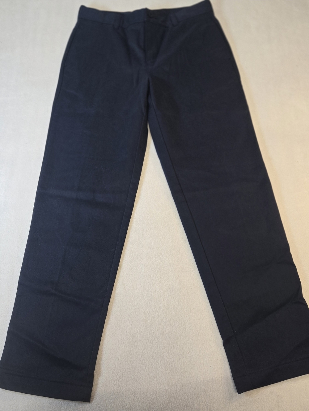 Lands End Dress Navy Blue Pants Boys 12 Husky Chino Uniform Flat Front School
